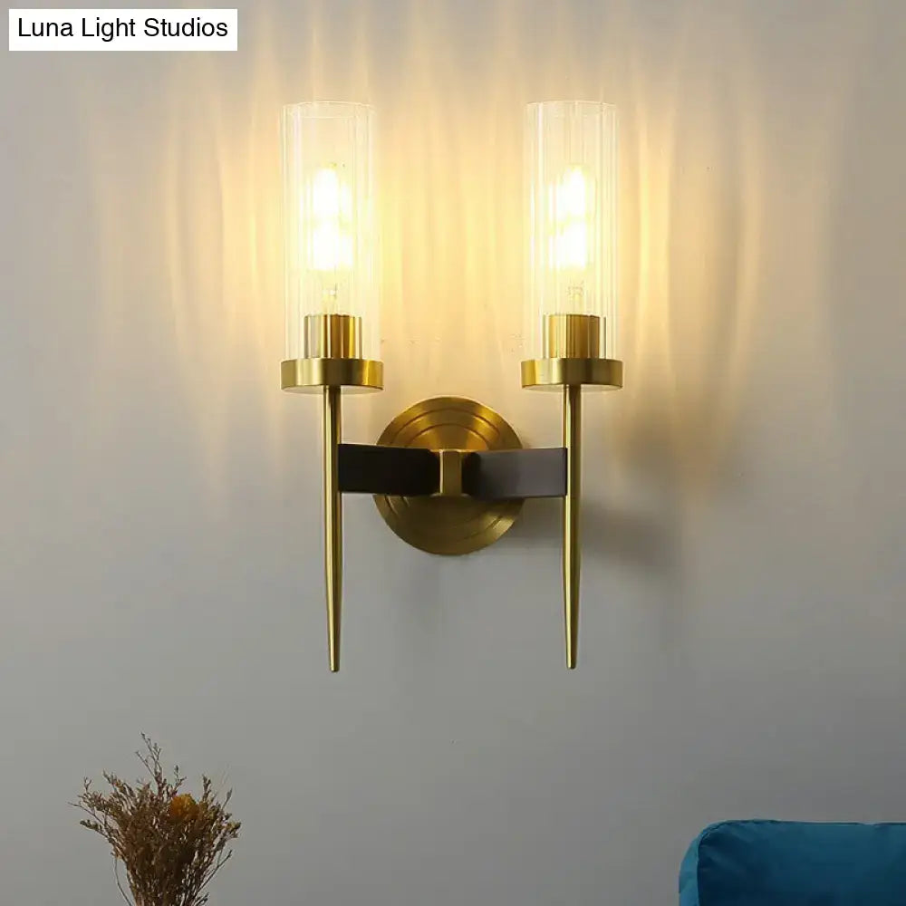 Brass Glass Tube Wall Light