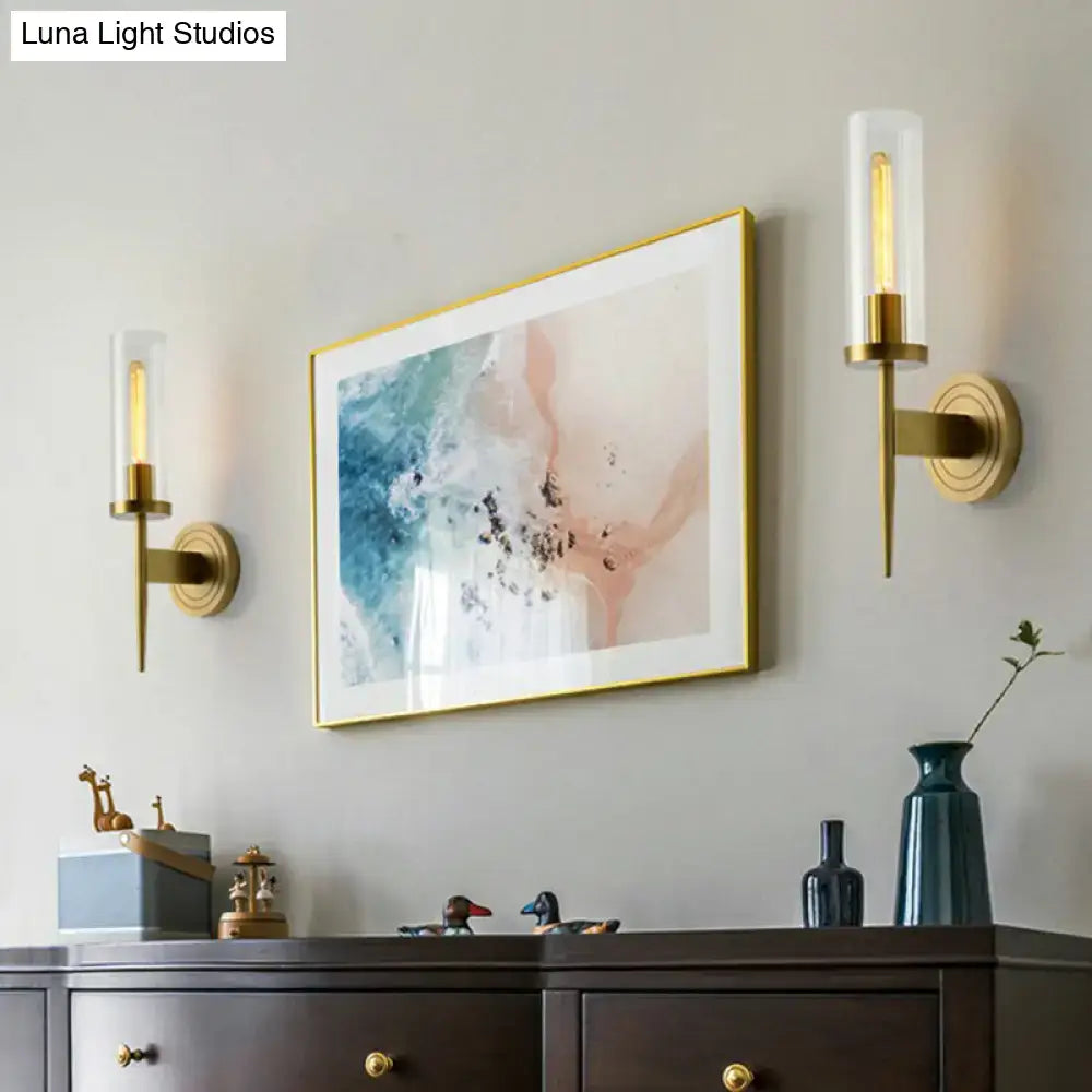 Brass Glass Tube Wall Light