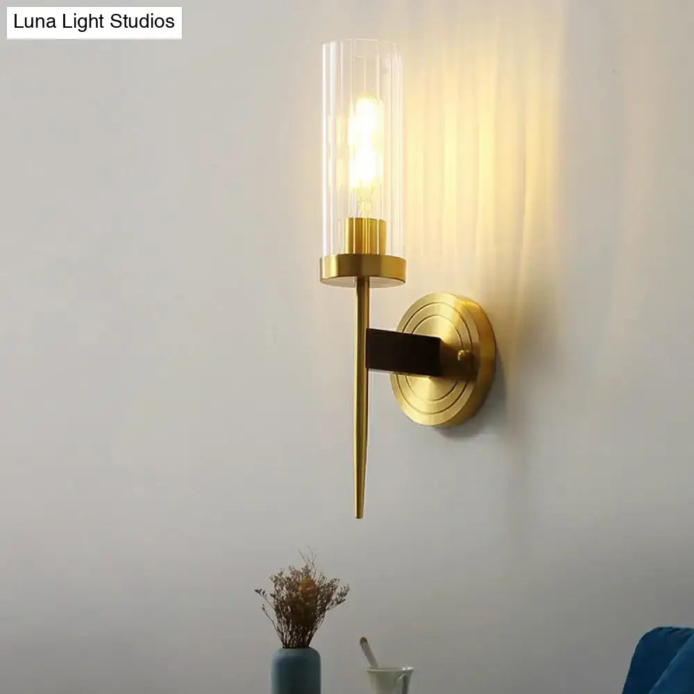 Brass Glass Tube Wall Light