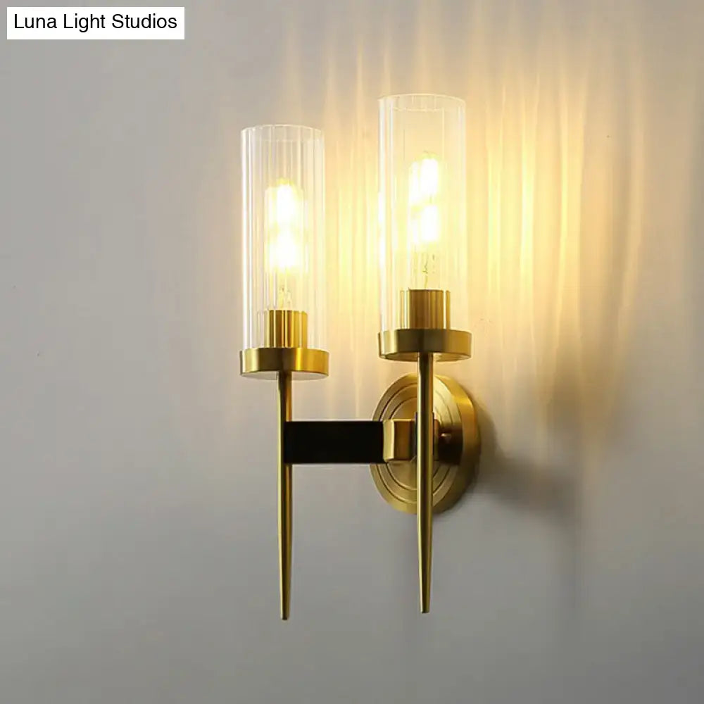 Brass Glass Tube Wall Light