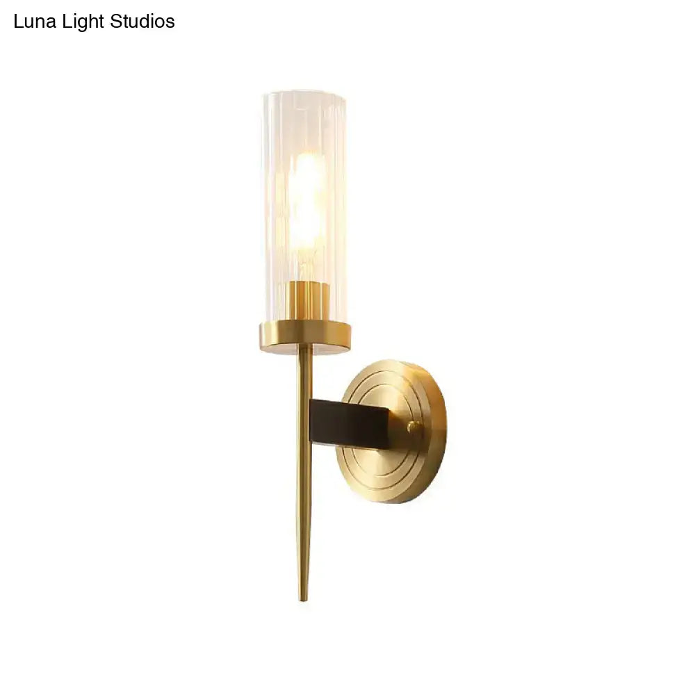 Brass Glass Tube Wall Light