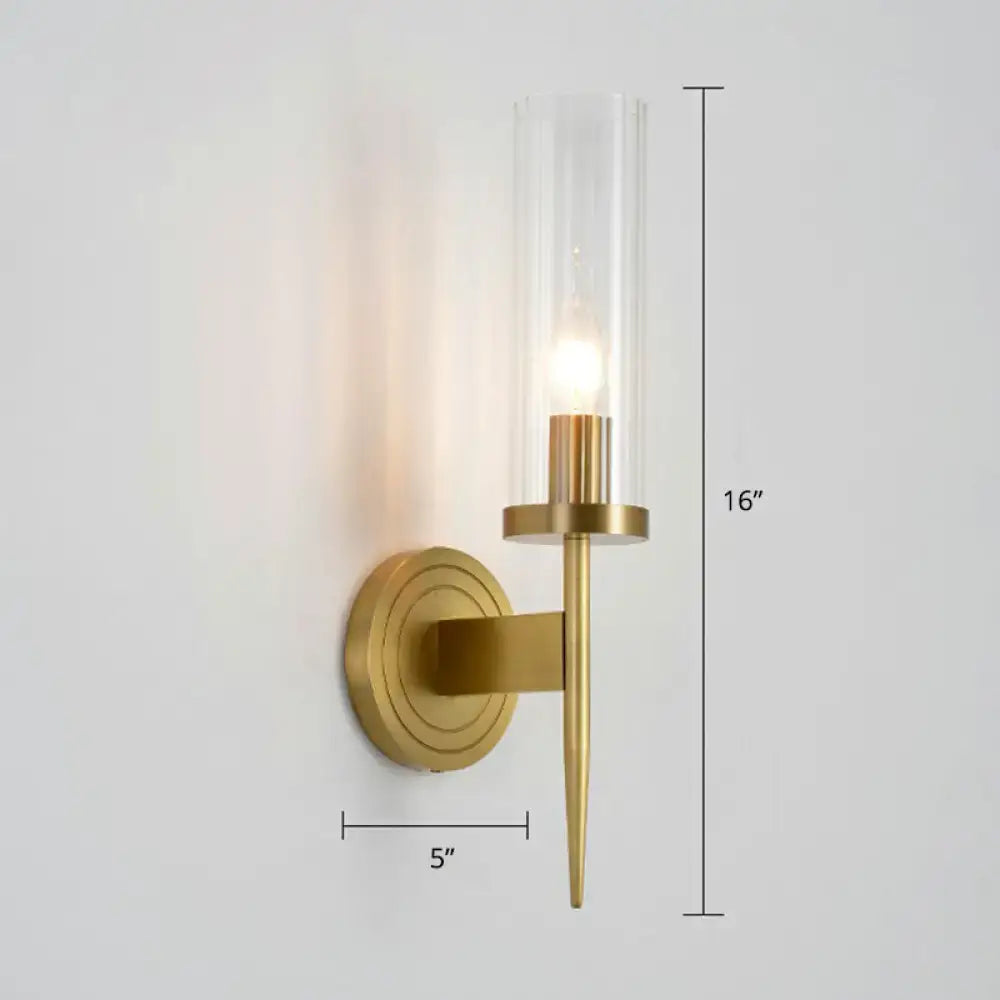 Brass Glass Tube Wall Light