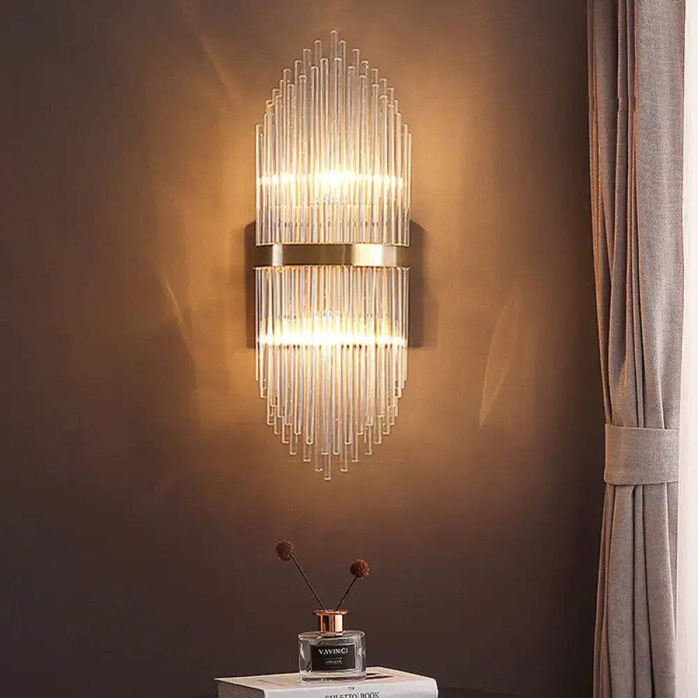 Brass Fluted Glass Sconce Trailing Arm Design