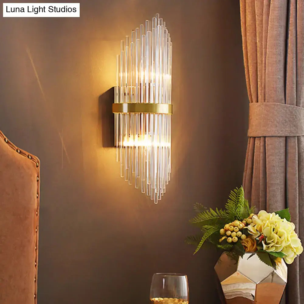 Brass Fluted Glass Sconce Trailing Arm Design