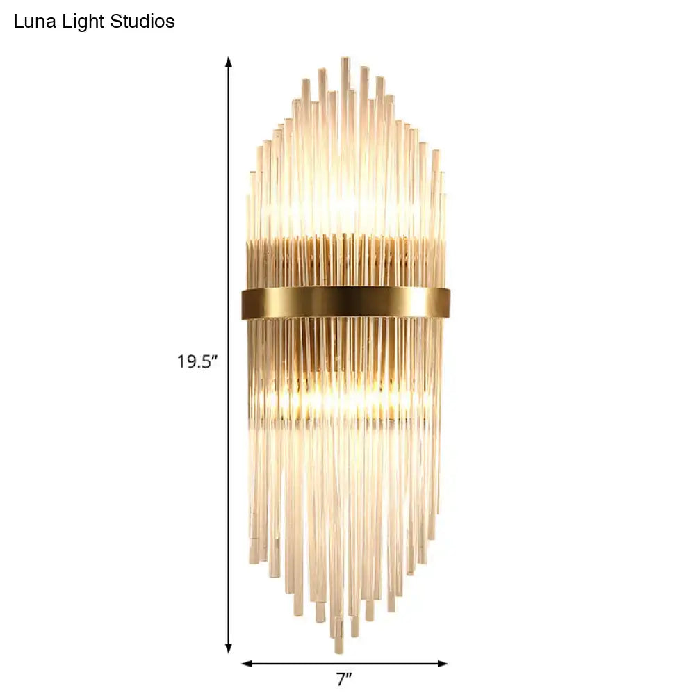 Brass Fluted Glass Sconce Trailing Arm Design