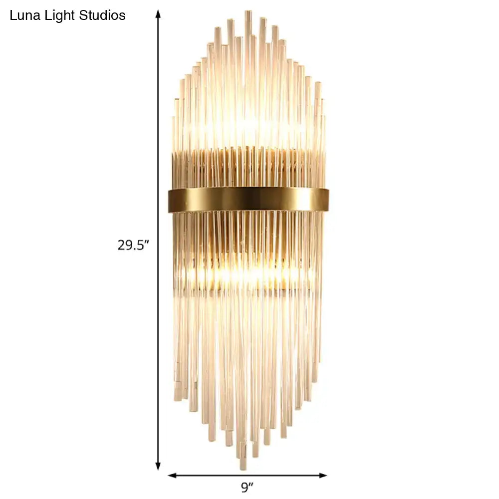 Brass Fluted Glass Sconce Trailing Arm Design