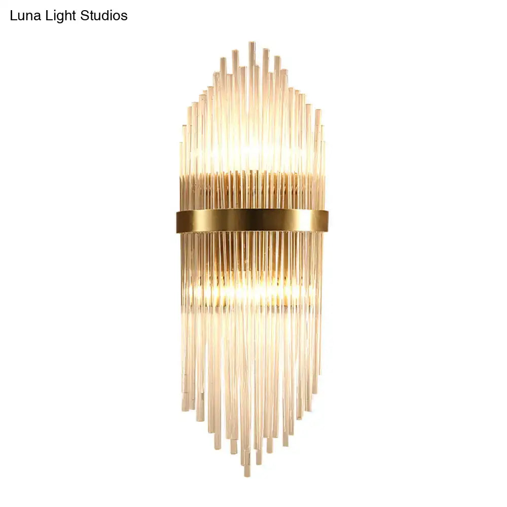 Brass Fluted Glass Sconce Trailing Arm Design