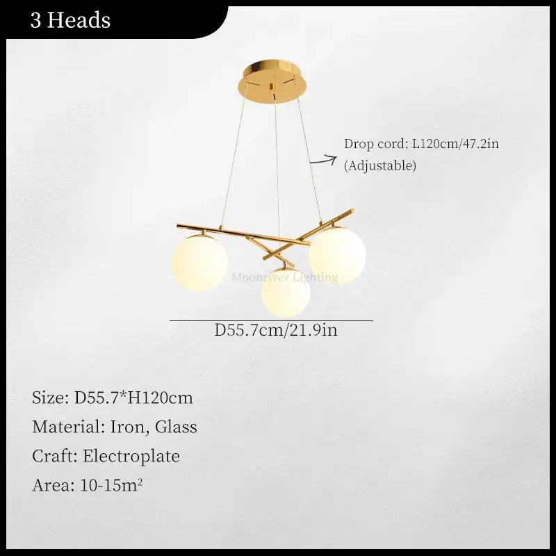 Brass French Glass Pendant