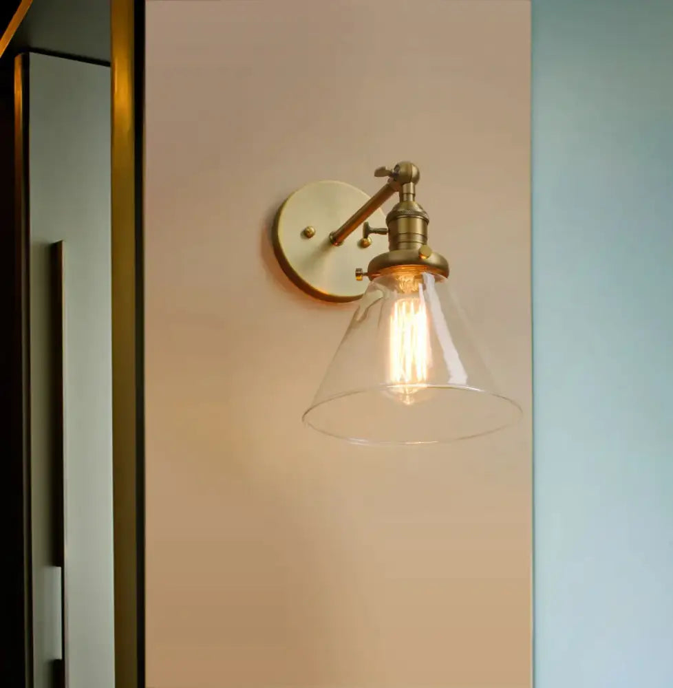 Brass Funnel Glass Sconce