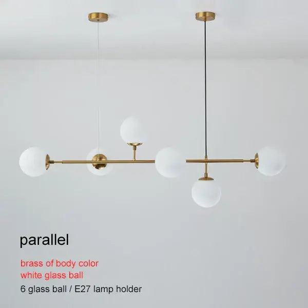 Brass Glass Ball Chandelier 150cm Hanging Cord