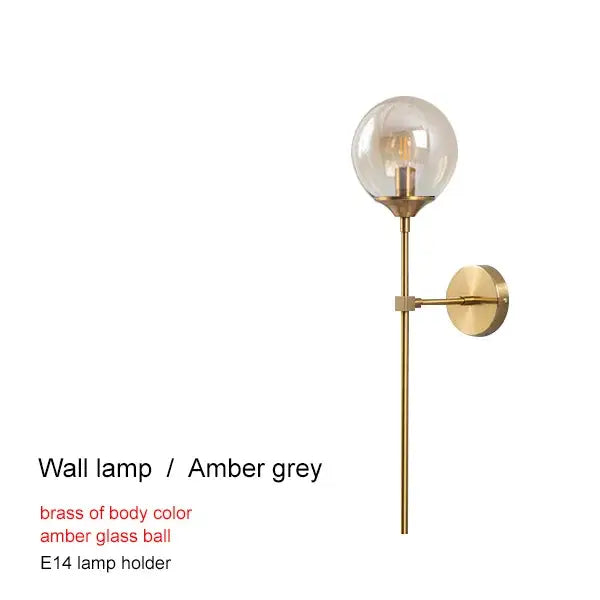 Brass Glass Ball Chandelier 150cm Hanging Cord