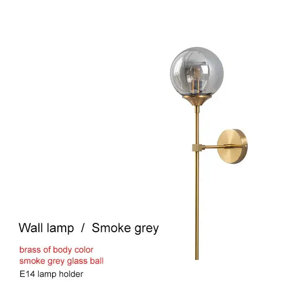 Brass Glass Ball Chandelier 150cm Hanging Cord
