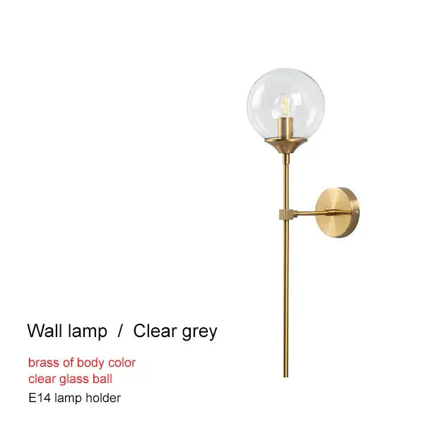 Brass Glass Ball Chandelier 150cm Hanging Cord