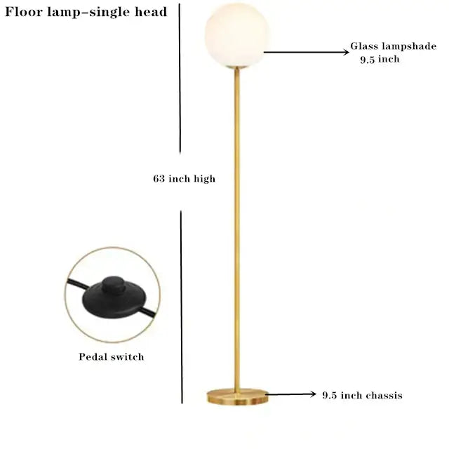 Brass Glass Ball Floor Lamp