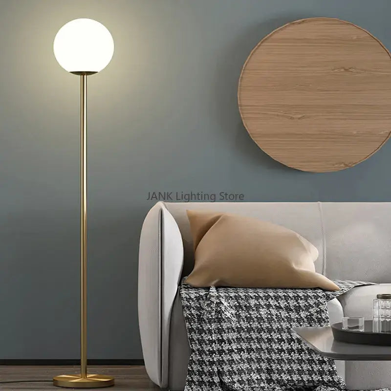 Brass Glass Ball Floor Lamp