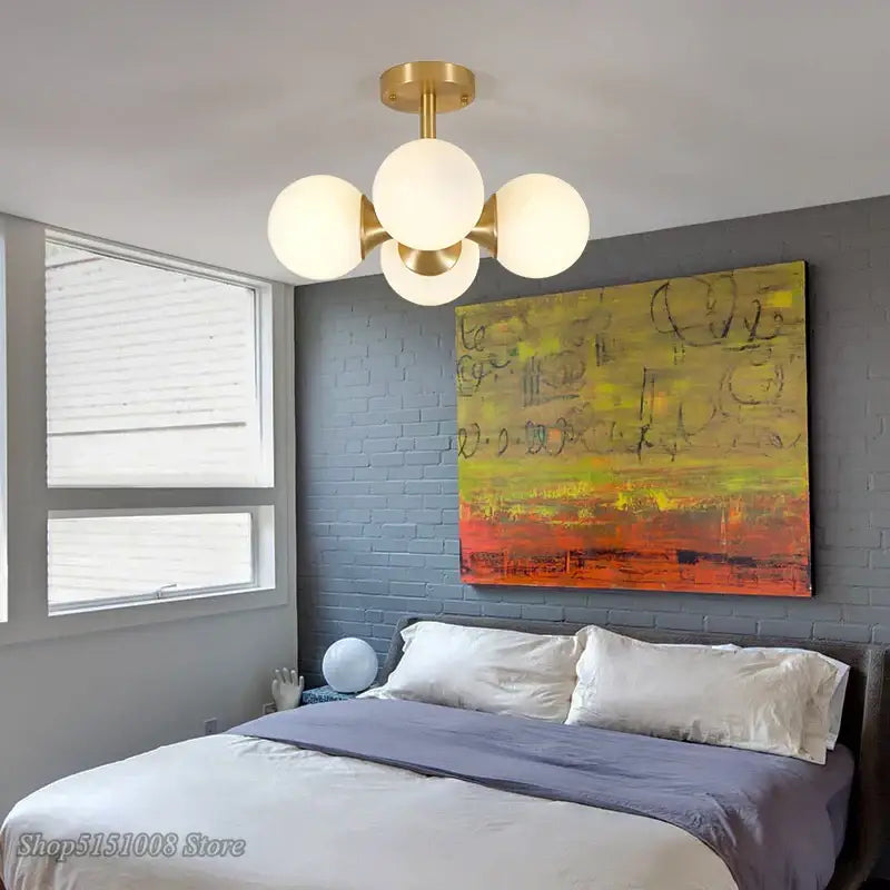 Brass Glass Ceiling Light For Multiple Rooms