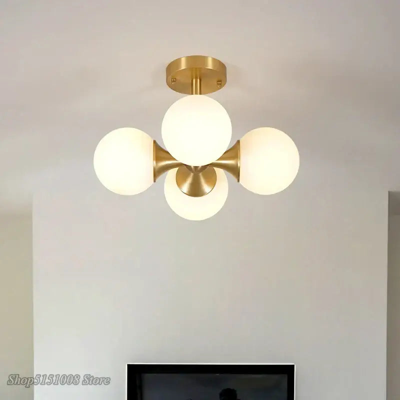 Brass Glass Ceiling Light For Multiple Rooms