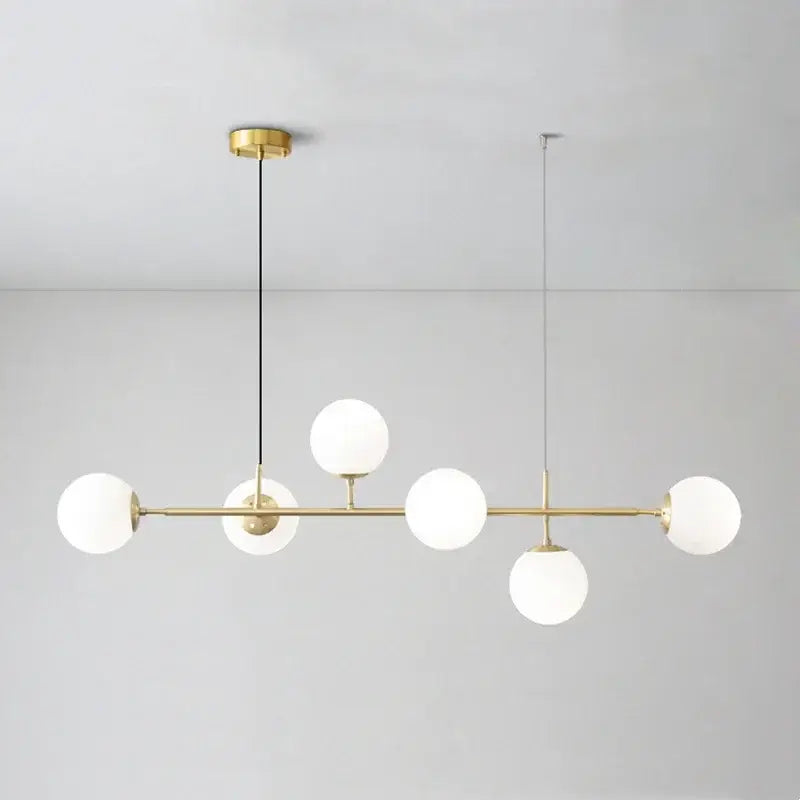 Brass Glass Globe Pendant with Five LED Bulbs