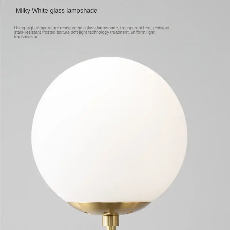 Brass Glass Globe Pendant with Five LED Bulbs