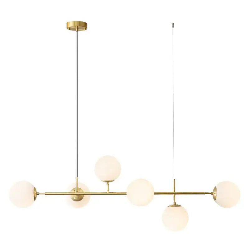 Brass Glass Globe Pendant with Five LED Bulbs