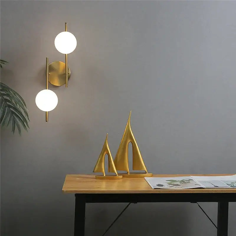 Brass Glass Wall-Mounted Bedroom Wall Light