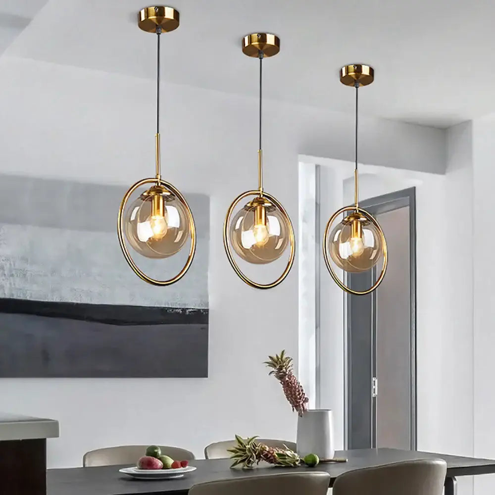 Amber Glass Bedroom Pendant Set