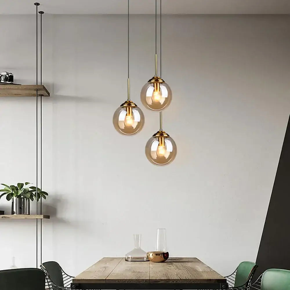 Amber Glass Bedroom Pendant Set