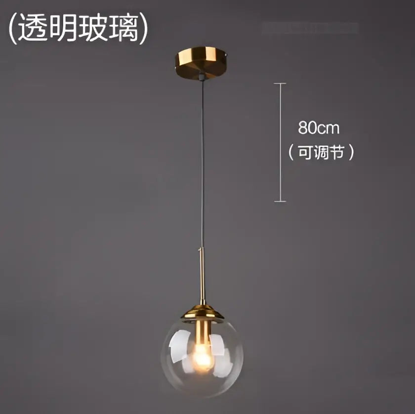 Brass Glass Pendant Light for Bedroom or Study