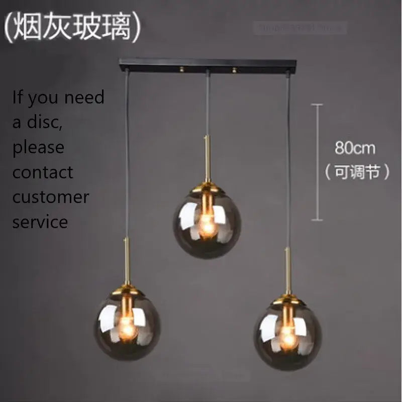 Brass Glass Pendant Light for Bedroom or Study