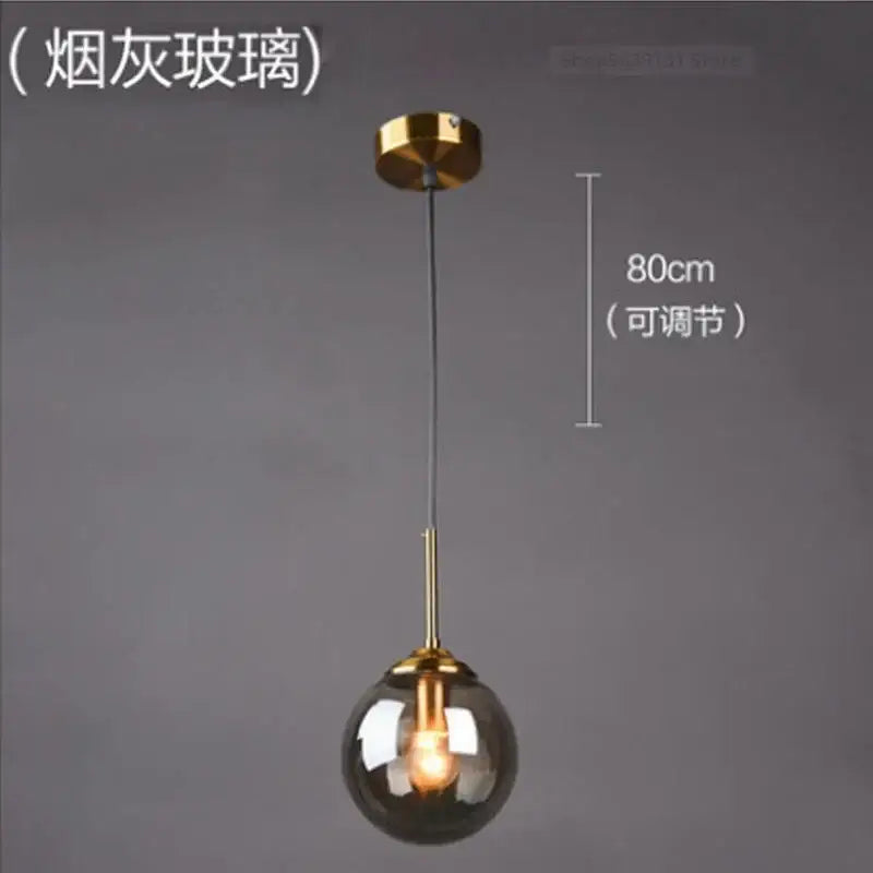 Brass Glass Pendant Light for Bedroom or Study