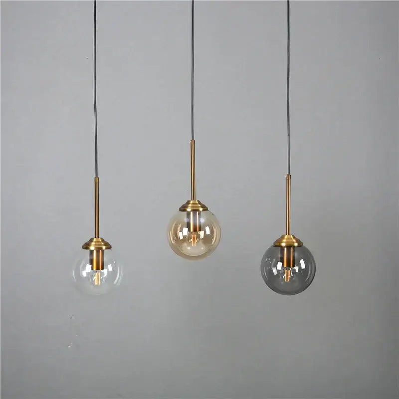 Brass Glass Pendant Light for Bedroom or Study