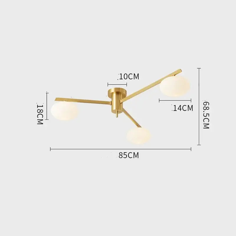 Brass Frosted Globe Ceiling Lamp