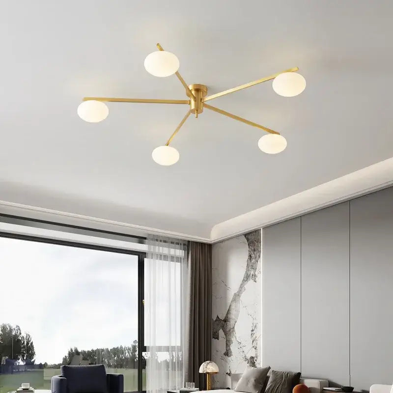 Brass Frosted Globe Ceiling Lamp
