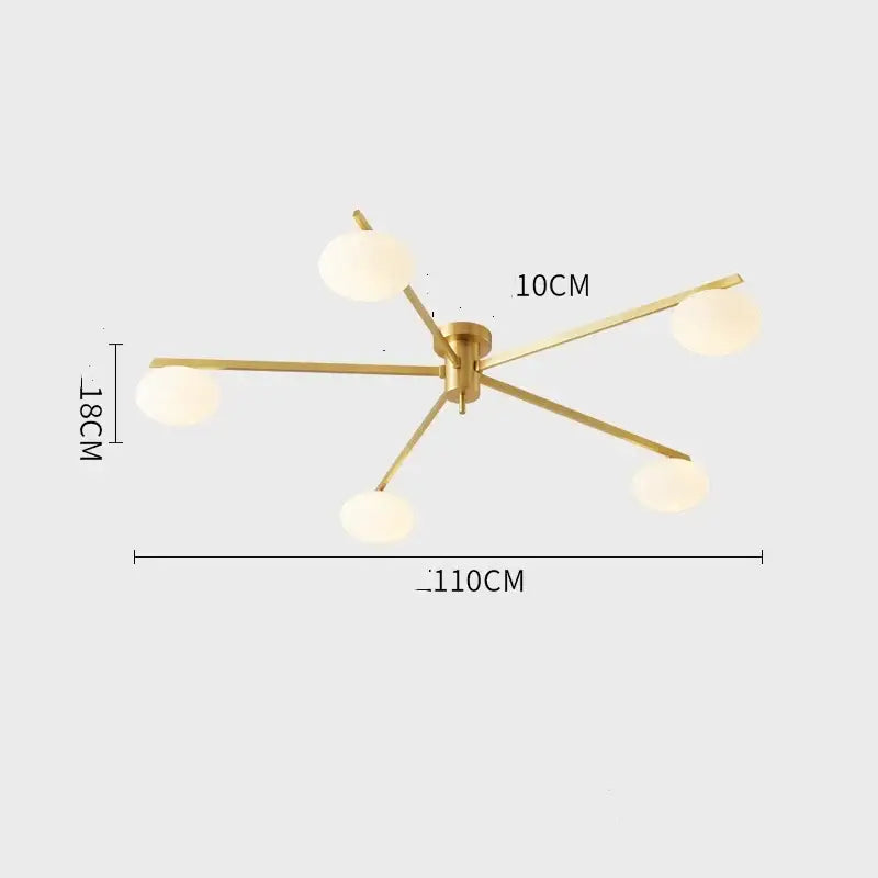Brass Frosted Globe Ceiling Lamp
