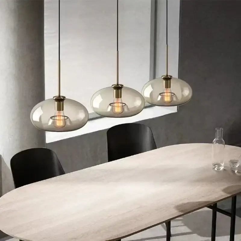 Brass Minimalist Glass Chandelier