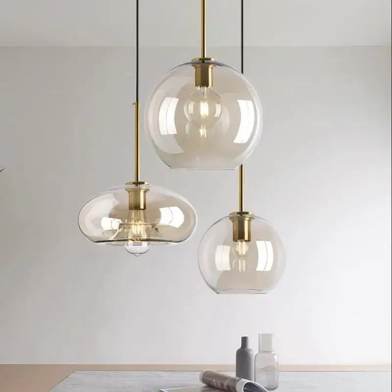 Brass Minimalist Glass Chandelier