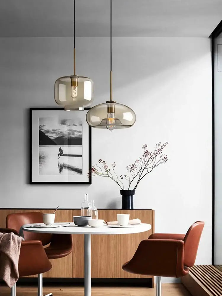 Brass Minimalist Glass Chandelier