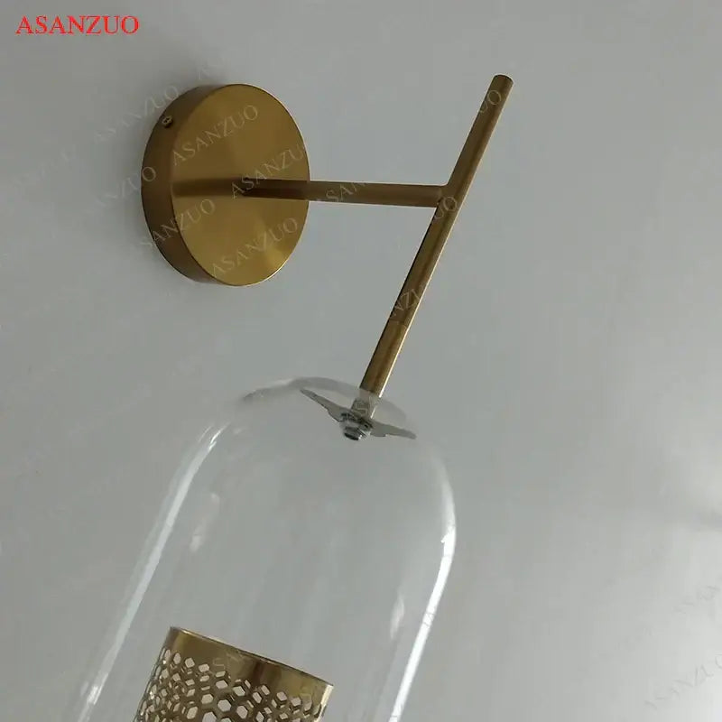 Gold Glass Wall Sconce with Clear Glass Shade