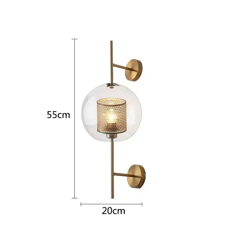 Gold Glass Wall Sconce with Clear Glass Shade