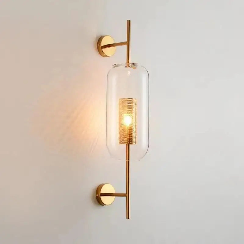 Gold Glass Wall Sconce with Clear Glass Shade
