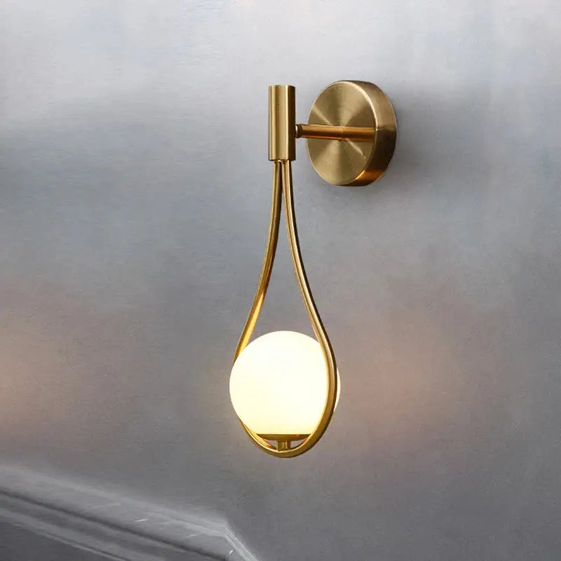 Brass Glass Wall Lamp for Bedroom Ambiance