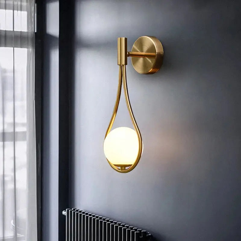 Brass Glass Wall Lamp for Bedroom Ambiance