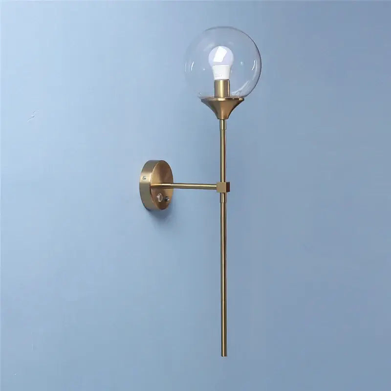 Brass Glass Ball Sconce with Touch Switch