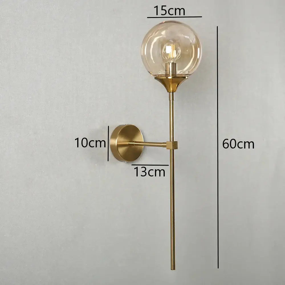Brass Glass Globe Sconce with Touch Control
