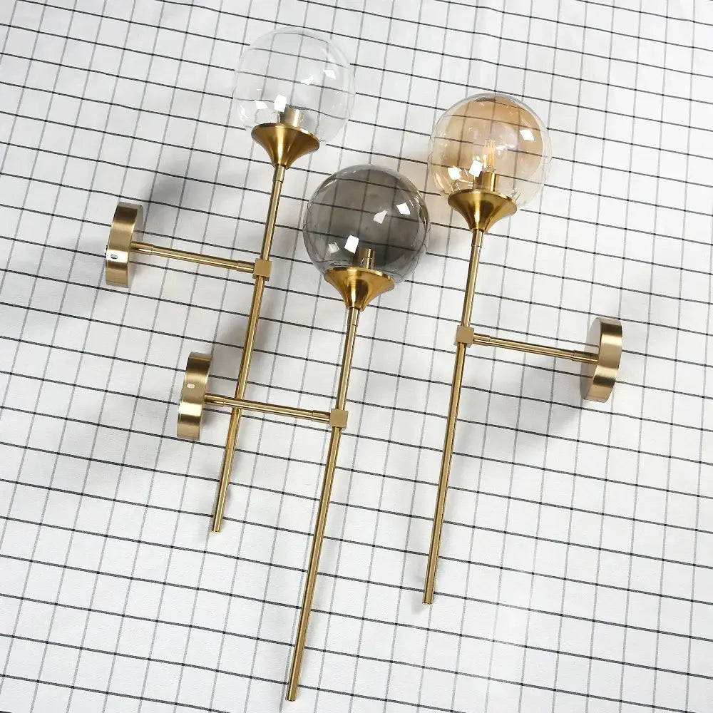 Brass Glass Globe Sconce with Touch Control