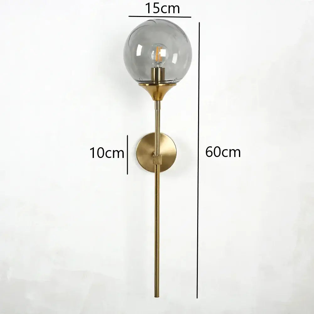 Brass Glass Globe Sconce with Touch Control