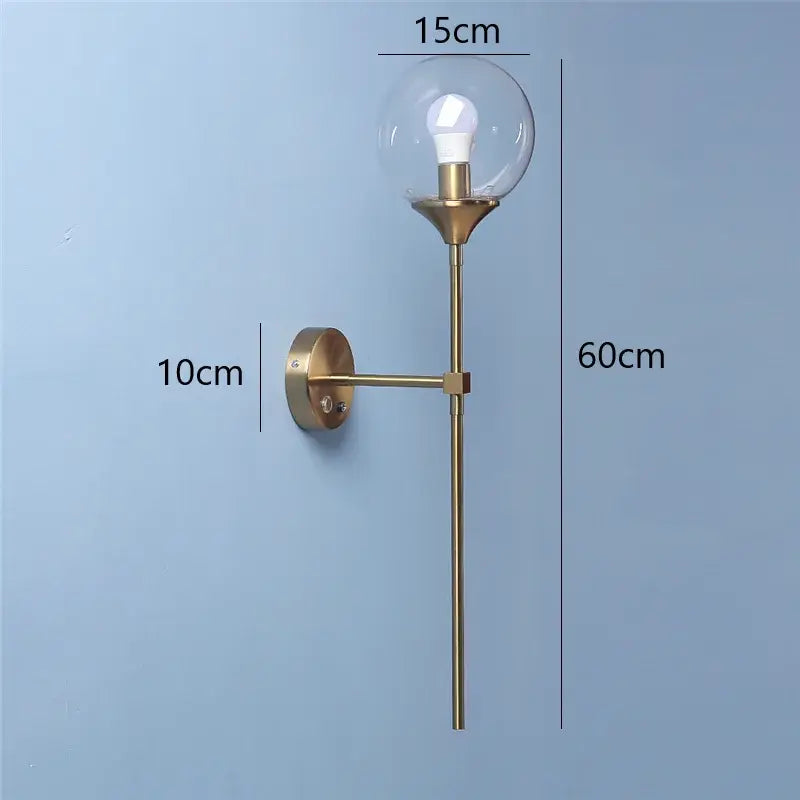 Brass Glass Globe Sconce with Touch Control