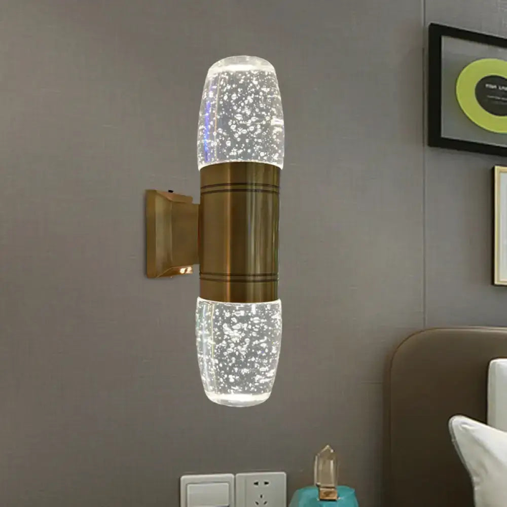 Brass Crystal Clear Shade Wall Sconce