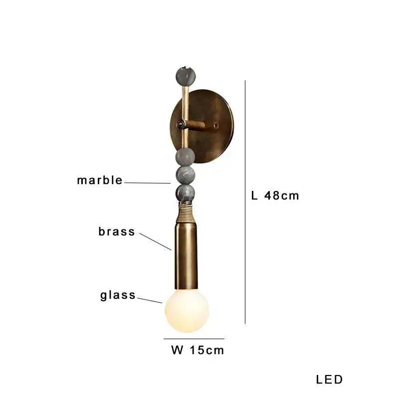 Brass Marble Luxury Hallway Sconce