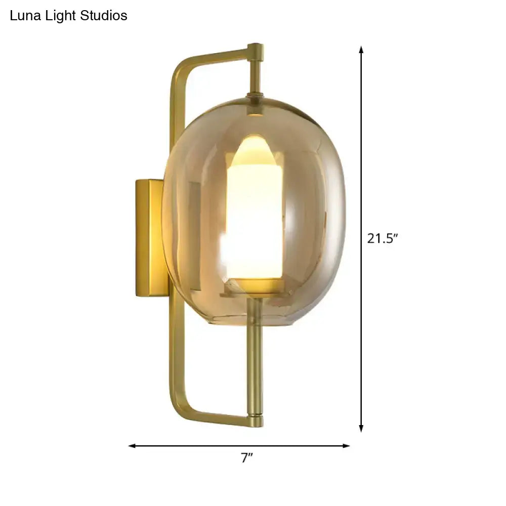 Gold Oval Glass Hallway Sconce